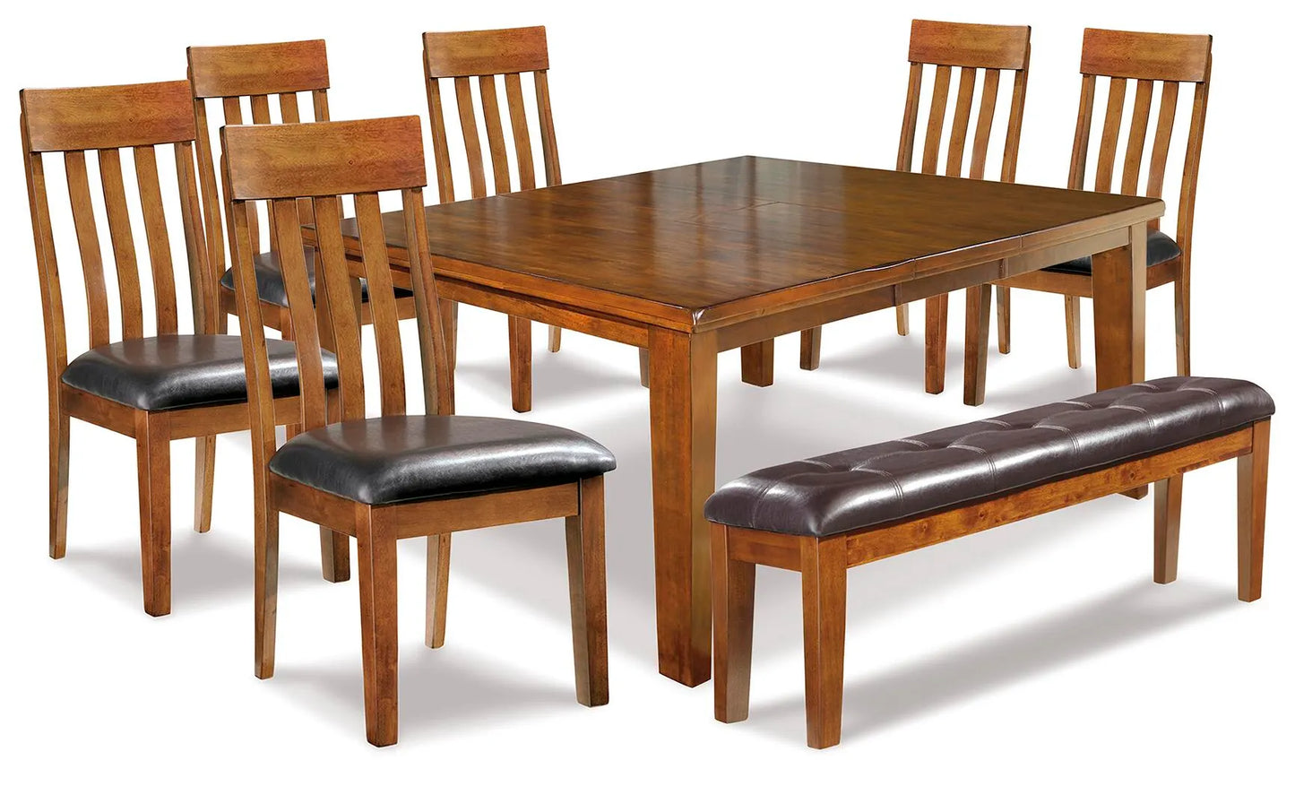 Mesa de comedor Ralene, 6 sillas y banco