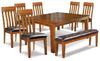 Mesa de comedor Ralene, 6 sillas y banco