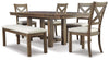 Mesa de comedor Moriville, 4 sillas y banco