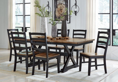 Mesa de comedor extensible Wildenauer y 6 sillas