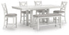 Mesa de comedor Robbinsdale de altura de mostrador, 4 taburetes y banco