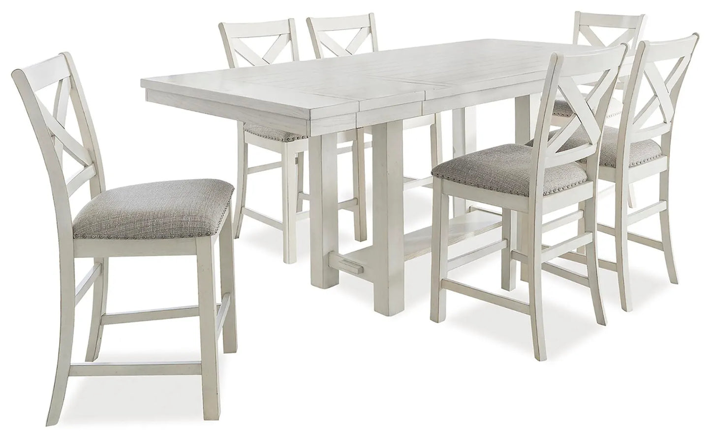 Mesa de comedor Robbinsdale de altura de mostrador y 6 taburetes