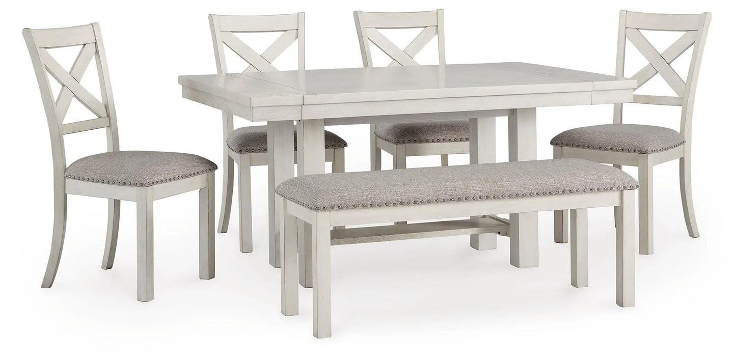 Mesa de comedor Robbinsdale, 4 sillas y banco