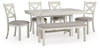 Mesa de comedor Robbinsdale, 4 sillas y banco