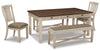 Mesa de comedor Bolanburg con 2 sillas y 2 bancos
