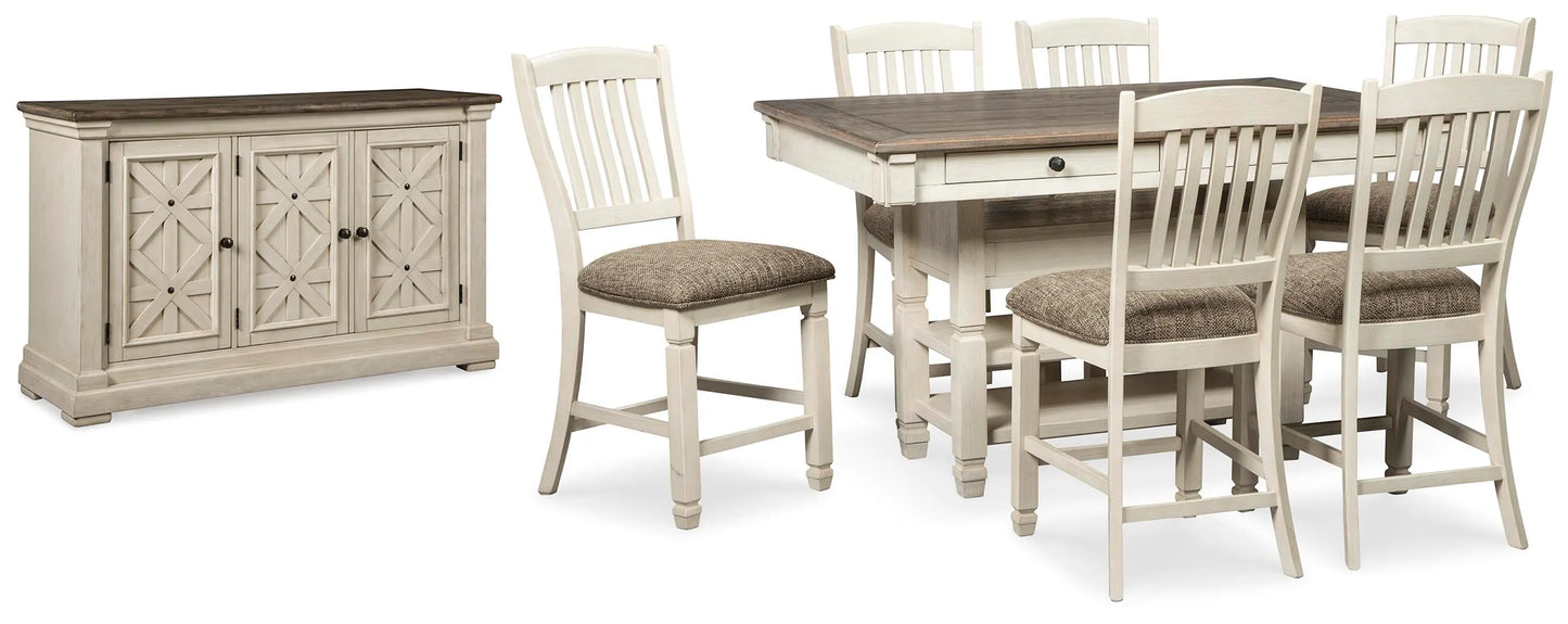 Mesa de comedor Bolanburg de altura de mostrador y 6 taburetes con servidor