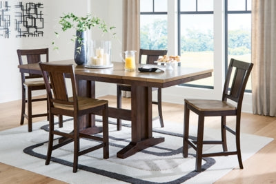 Anixburg Counter Height Extension Dining Table and 4 Barstools