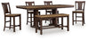Anixburg Counter Height Extension Dining Table 4 Barstools and Bench