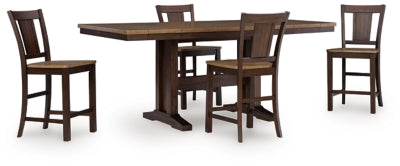 Anixburg Counter Height Extension Dining Table and 4 Barstools
