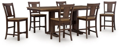 Anixburg Counter Height Extension Dining Table and 6 Barstools