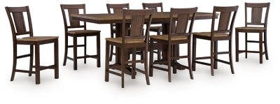 Anixburg Counter Height Extension Dining Table and 8 Barstools