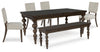 Mesa de comedor Veramond, 4 sillas y banco
