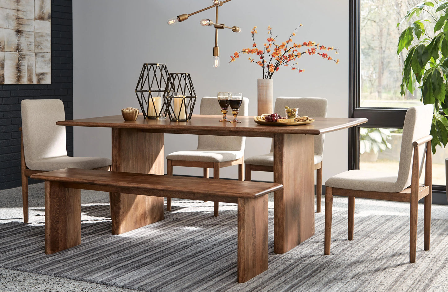 Isanti Dining Table, 4 Chairs and Bench