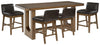 Mesa de comedor Cabalynn de altura de mostrador y 4 taburetes