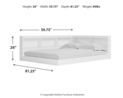 Cama con estantería completa y espacio de almacenamiento Piperton