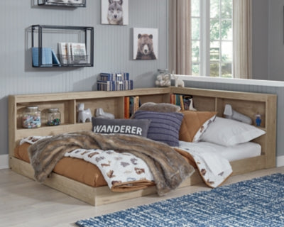 Cama con estantería de almacenamiento Oliah