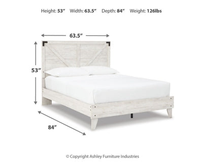 Cama con plataforma y paneles cruzados Shawburn Queen