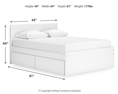 Cama Queen con plataforma y almacenamiento lateral Onita
