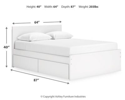 Cama Queen con plataforma y dos laterales de almacenamiento Onita