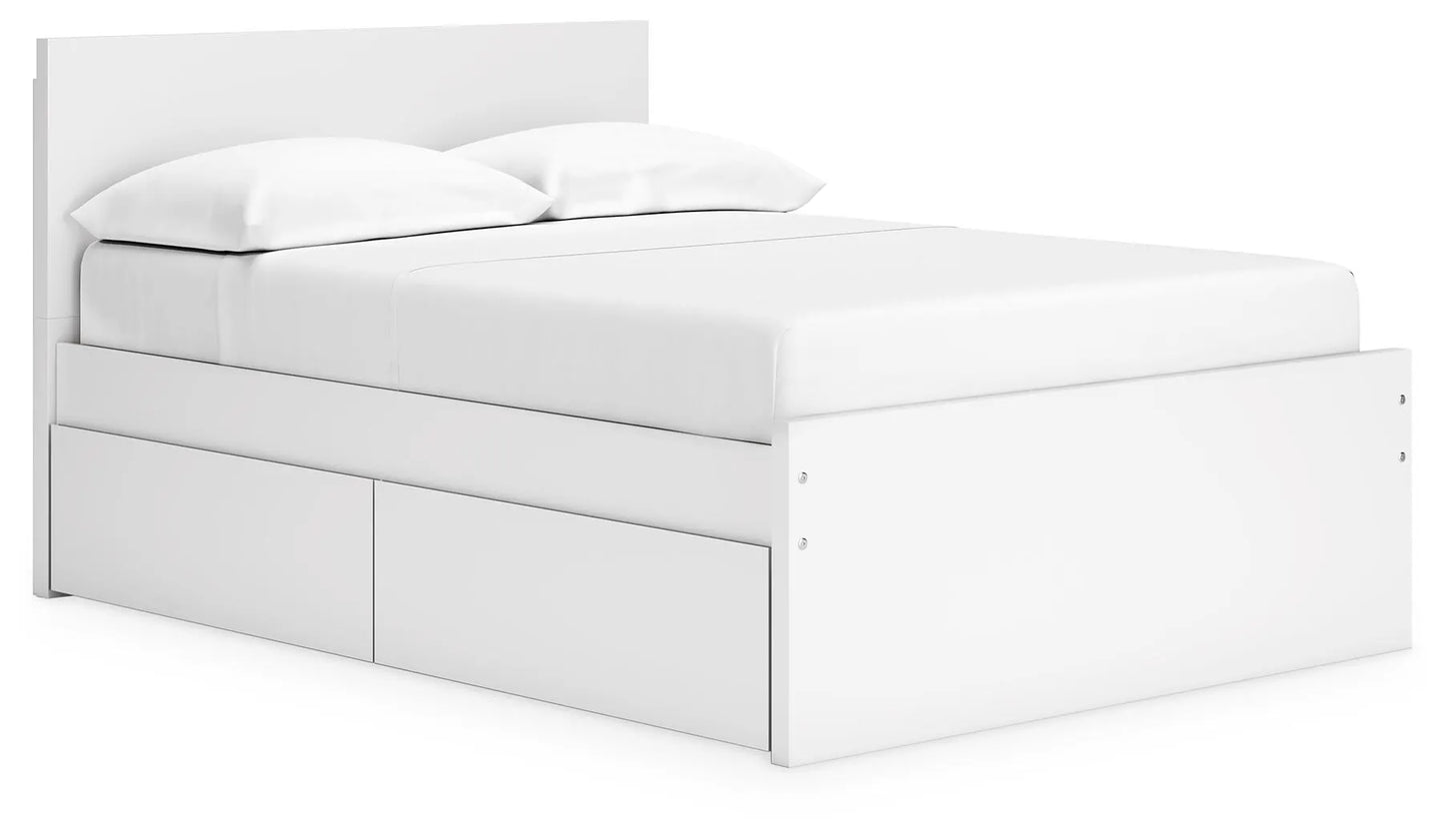 Cama de plataforma Onita con paneles completos y almacenamiento en dos lados