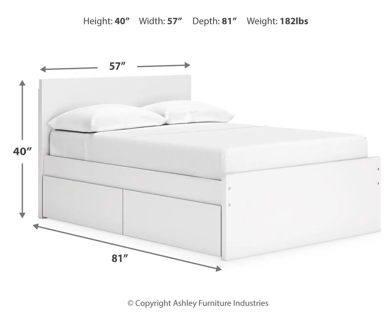 Cama de plataforma Onita con paneles completos y almacenamiento en dos lados