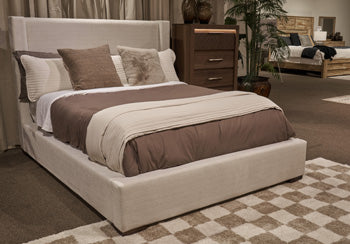 Brozmont Queen Upholstered Storage Footboard/Rails/Slats