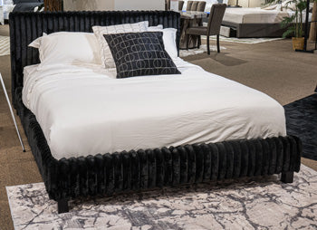 Cabecera/pie de cama/listones enrollables tapizados Queen Birmonton