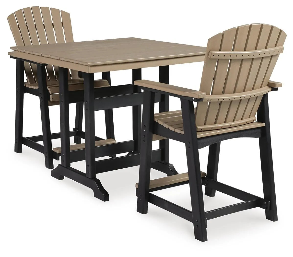 Mesa de comedor de exterior Fairen Trail de altura alta con 2 taburetes
