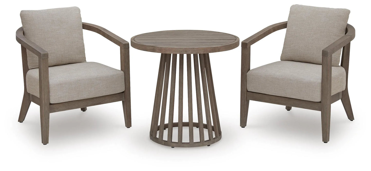 Sunset Lake Outdoor Chairs with Cushions/Table (Set of 3)