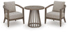 Sunset Lake Outdoor Chairs with Cushions/Table (Set of 3)
