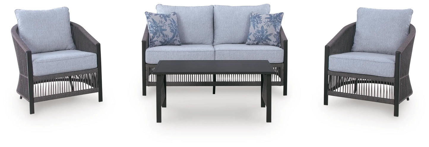 Bodega Island Outdoor Love/Chairs/Table Set (Set of 4)