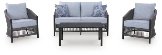 Bodega Island Outdoor Love/Chairs/Table Set (Set of 4)