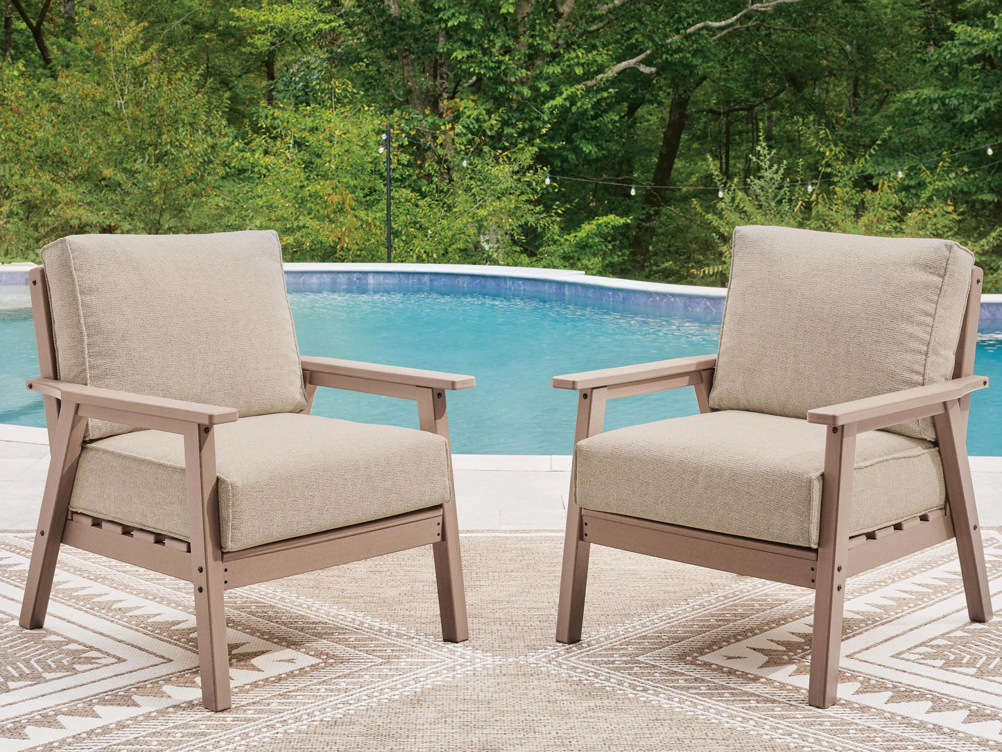 Cliffs Beach Outdoor Lounge Chair with Cushion (Set of 2)