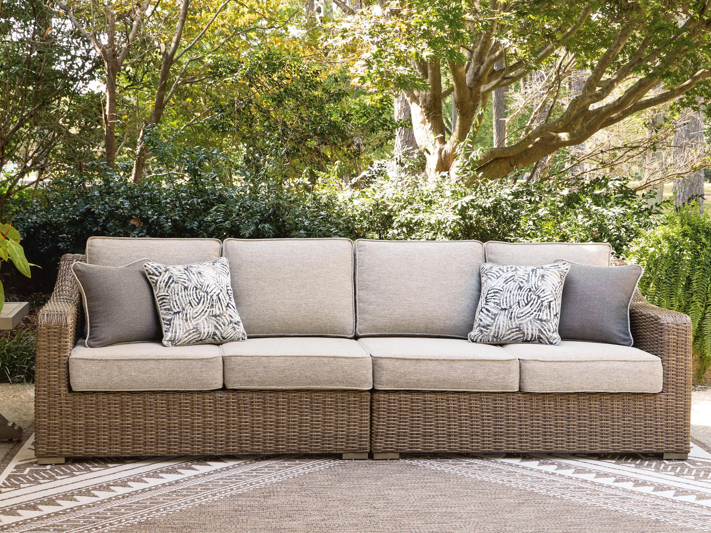 Revare Beach Outdoor Right and Left-arm Facing Loveseat with Cushion (Set of 2)
