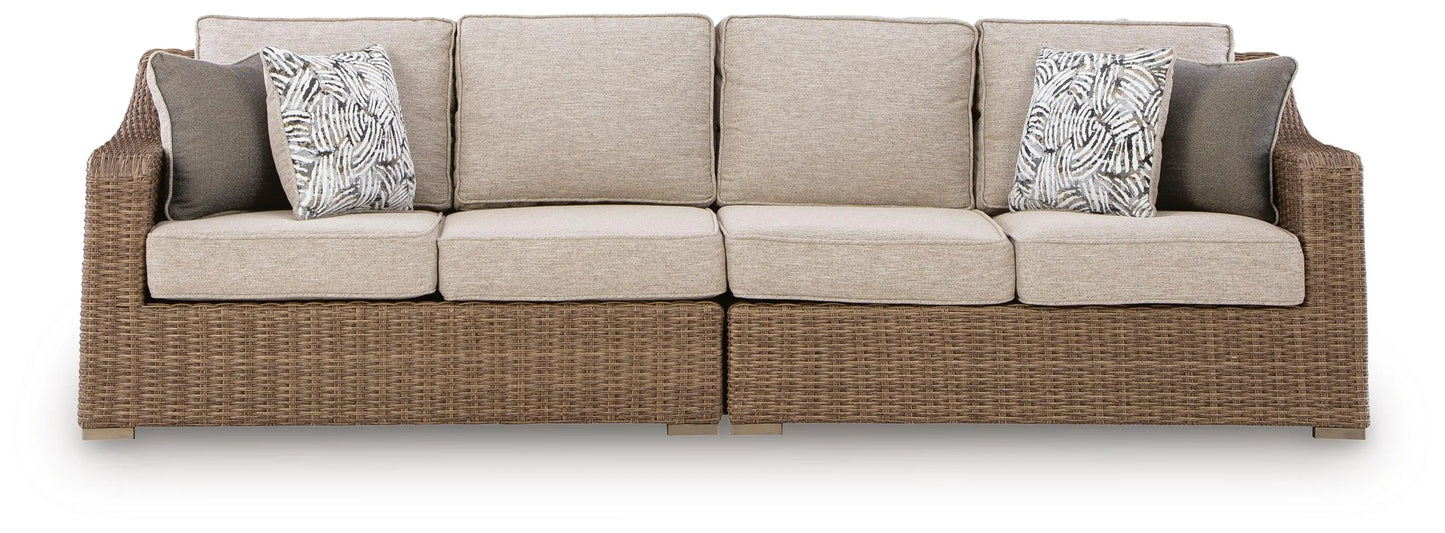Revare Beach Outdoor Right and Left-arm Facing Loveseat with Cushion (Set of 2)