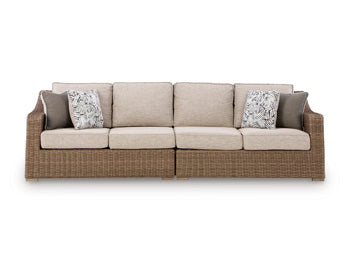 Revare Beach Outdoor Right and Left-arm Facing Loveseat with Cushion (Set of 2)