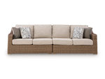 Revare Beach Outdoor Right and Left-arm Facing Loveseat with Cushion (Set of 2)