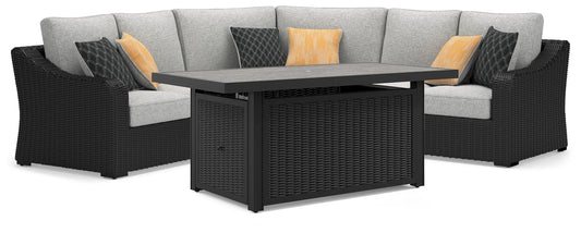 Beachcroft 3-Piece Outdoor Sectional and Fire Pit Table