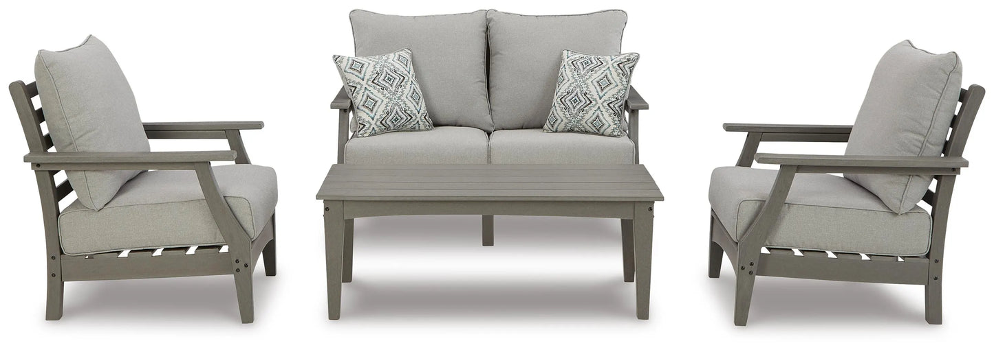 Loveseat de exterior Visola, 2 sillones y mesa de centro