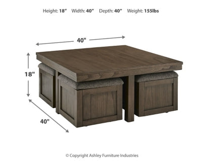 Mesa de centro Boardernest con 4 taburetes