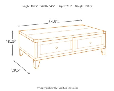 Mesa de centro Todoe con tapa elevable