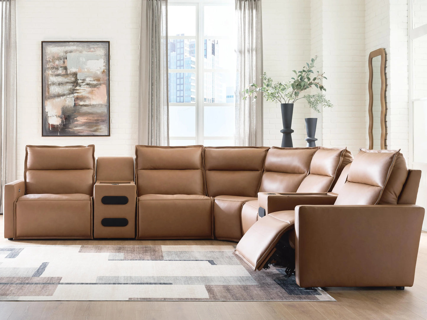 Arrington 7-Piece Power Reclining Sectional with Audio Consoles