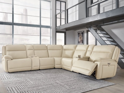 Sofá seccional reclinable Double Deal de 7 piezas con 2 consolas