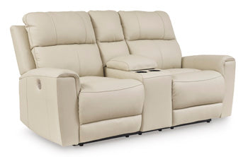 Loveseat reclinable eléctrico Dahlmoore con consola