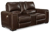 Loveseat eléctrico reclinable Alessandro con consola