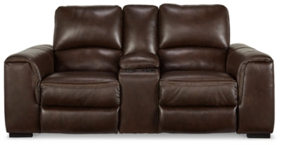 Loveseat eléctrico reclinable Alessandro con consola