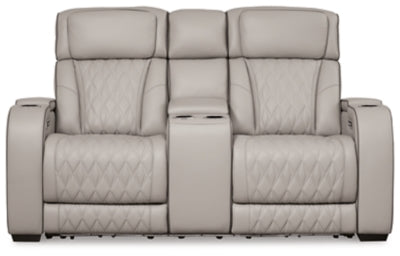 Sofá de dos plazas reclinable eléctrico Boyington con consola