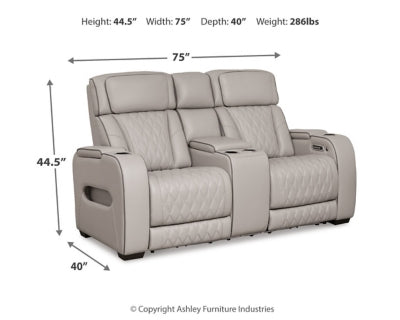 Sofá de dos plazas reclinable eléctrico Boyington con consola